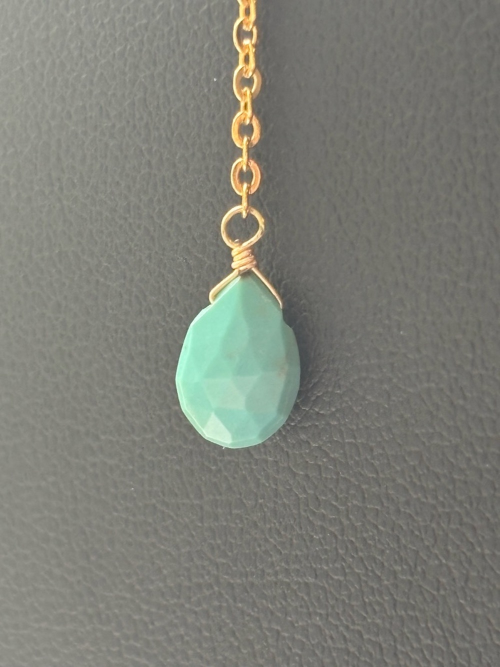 Gold Plated Lariat Necklace Turquoise Teardrop Pendant Y Necklace Layered Boho - Picture 5 of 16